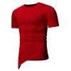 T-shirt Décontracté en Couleur Unie à Col Rond - Rouge XS