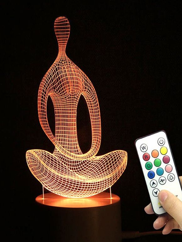 Lampe de Nuit LED Couleur Changeable en Forme de Yoga en Méditation - Transparent 
