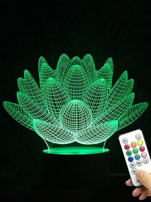Lampe de Nuit LED Couleur Changeable en Forme de Lotus - Transparent 