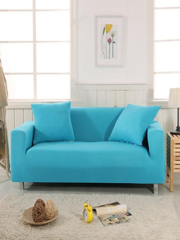 Housse de Canapé Style Simple en Couleur Unie - Bleu de Soie TWO SEATS