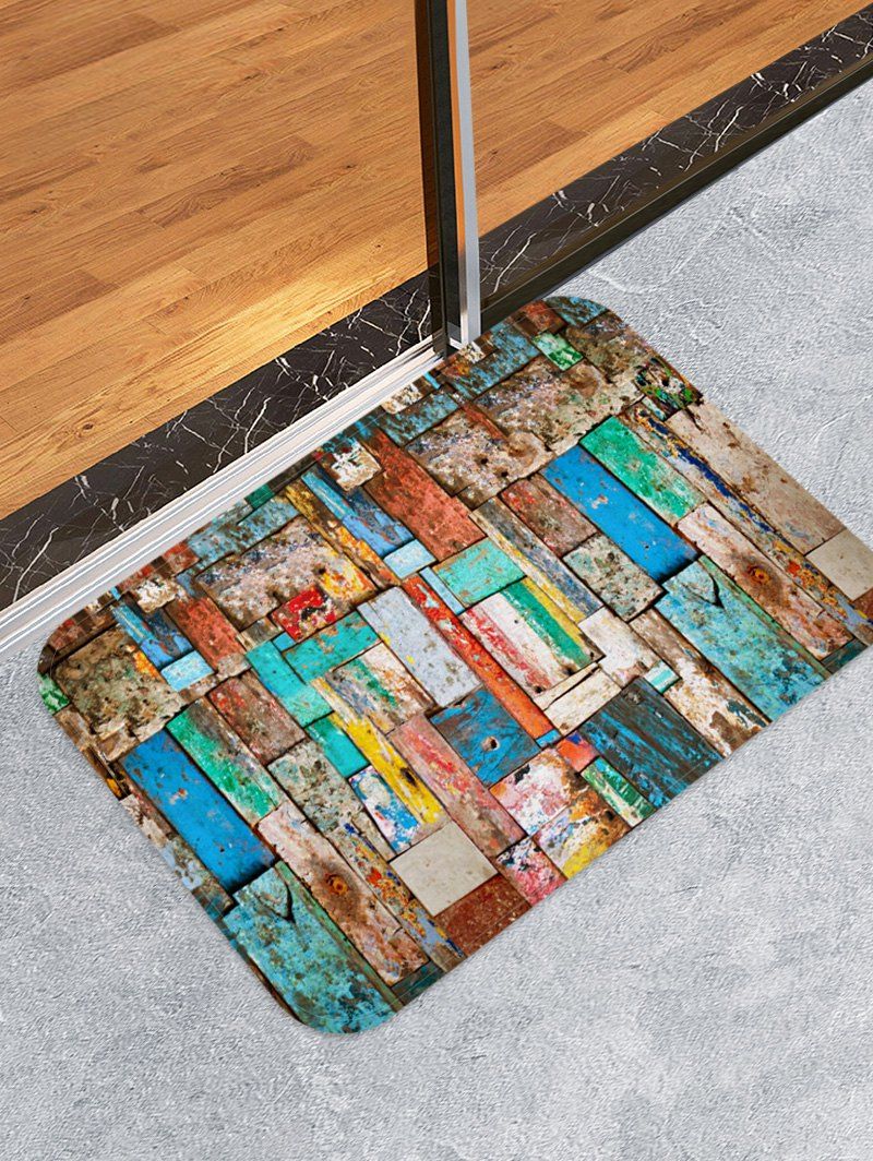 

Wooden Grain Pattern Floor Mat, Turquoise