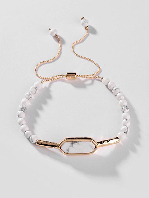 

Stone Beaded Adjustable Bracelet, White