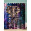 Rideau de Douche Eléphant et Galaxie Imprimés Style Bohémien - multicolor W71 X L71 INCH