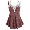 Débardeur en Dentelle Insérée de Grande Taille - Rouge Vineux 3X
