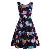 Mini Robe Trapèze Ombrée Cheval Imprimé Grande Taille - Noir 2X