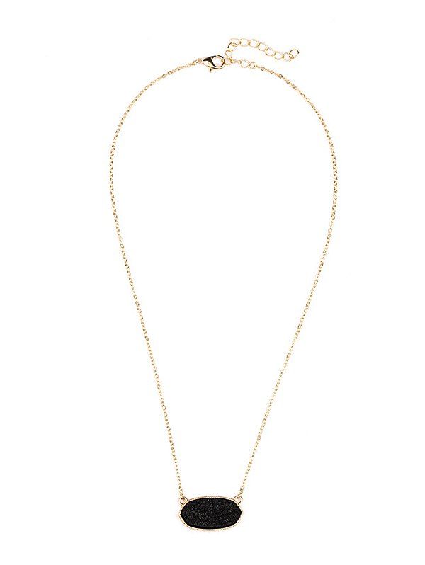 

Geometric Natural Stone Necklace, Black