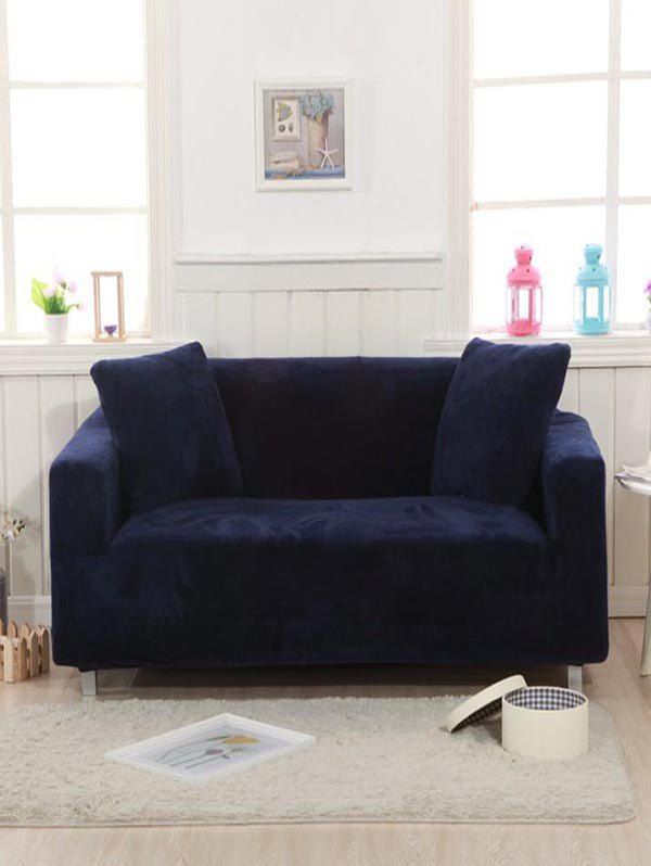 17 Off 2020 Solid Corduroy Couch Cover In Navy Blue Dresslily