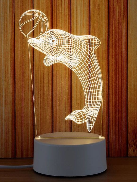 Lampe de Nuit LED Motif de Dauphin 3D en Acrylique - Blanc 