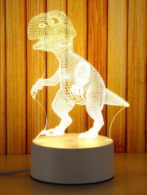Lampe de Nuit LED Motif de Dinosaure 3D en Acrylique - Blanc 