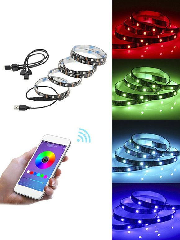 Bande de Lumière LED Colorée Contrôle d'Application Bluetooth avec USB à 3 Mètres - Noir 