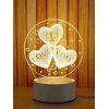 Lampe de Nuit LED Motif de Cœur Tricolore 3D en Acrylique 0.5 W - Blanc 