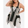 Débardeur Asymétrique en Dentelle Insérée de Grande Taille - Noir L