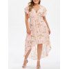 Maxi Robe Haute Basse de Grande Taille en Mousseline - Rose 1X