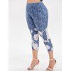 Legging Capri Imprimé à Taille Haute de Grande Taille - Ardoise bleue 1X