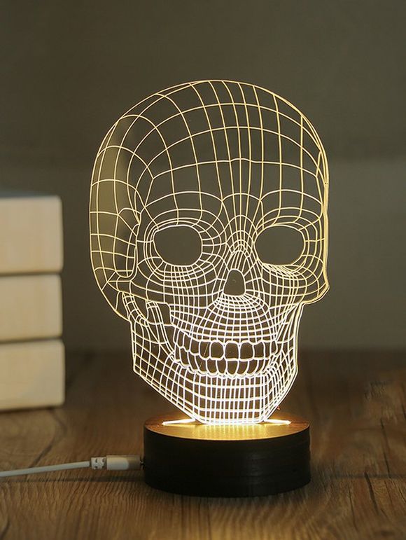 Lampe de Nuit Squelette Imprimée Lumière Chaude 5V 0.5W USB - Noir 