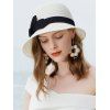 Chapeau de Soleil Cloche en Paille avec Nœud Papillon - Blanc Froid 