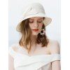 Chapeau de Soleil Cloche en Paille avec Nœud Papillon - Blanc 