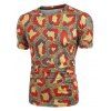 T-shirt Style Décontracté Imprimé à Manches Courtes - Châtaigne Rouge M