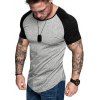 T-shirt Plissé Bicolore à Manches Raglan - multicolor E 2XL