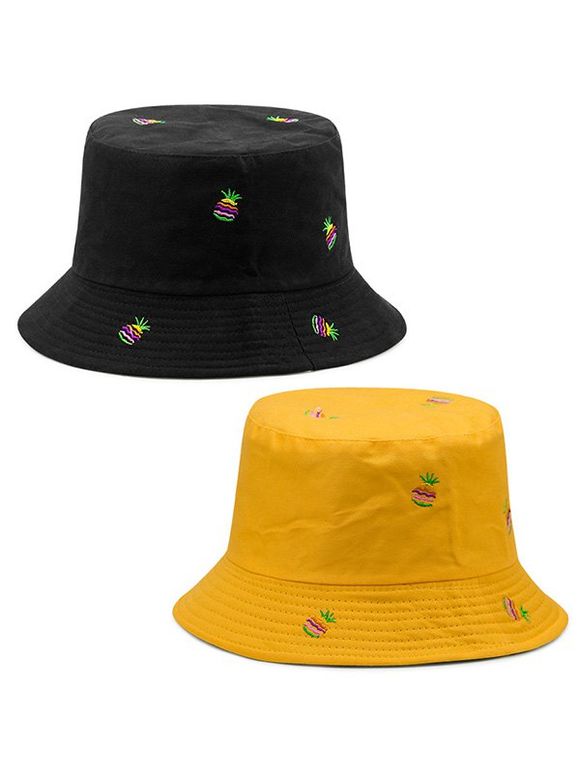 Chapeau de Pêcheur Portable Ananas à Double Côtés - Jaune 