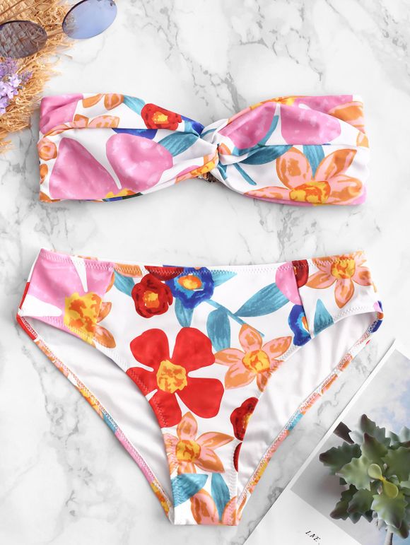 Bikini Bandeau Floral à Armature - multicolor XL