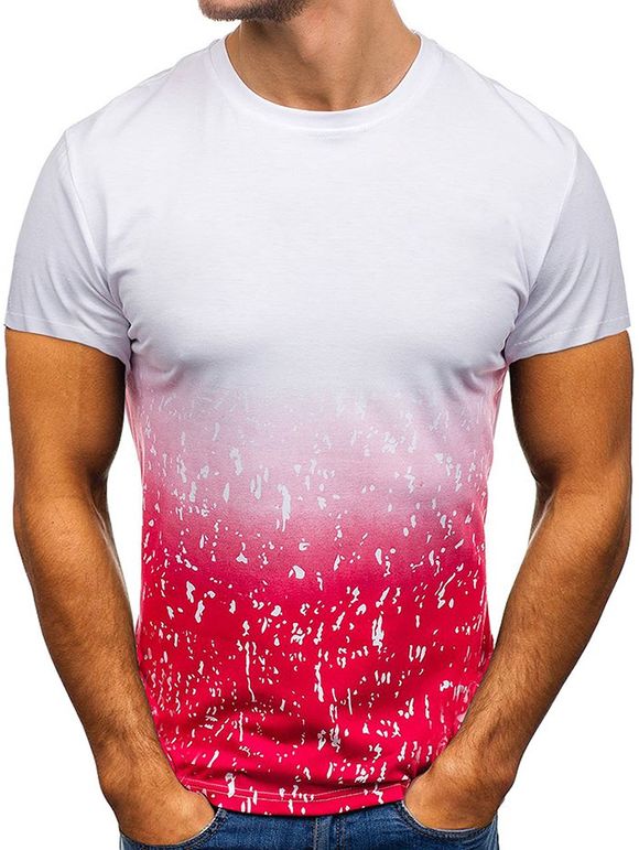 T-shirt Motif d'Ombre à Manches Courtes - Rouge XL