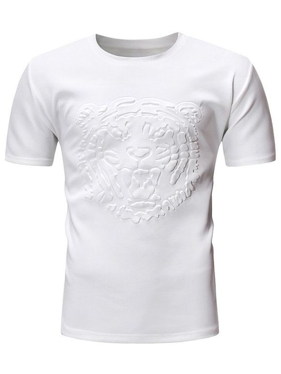 T-shirt Tiger Gaufré à Manches Courtes - Blanc L