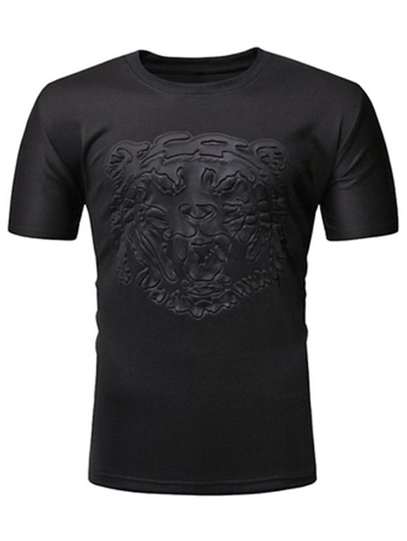 T-shirt Tiger Gaufré à Manches Courtes - Noir XL