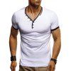 T-shirt à col en V et boutons contrastés - Blanc XL