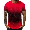 T-shirt Style Décontracté Ombre Impeimé à Manches Courtes - Rouge M