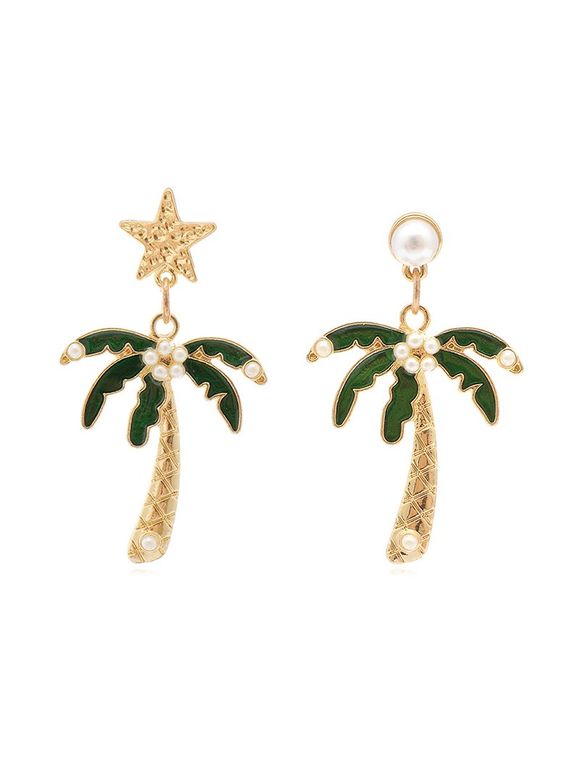 Coconut Tree Star Drop Earrings - GOLD 