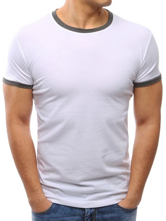 T-shirt en Blocs de Couleurs à Manches Courtes - Blanc XL