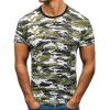 T-shirt Décontracté Camouflage Imprimé à Manches Courtes - Vert Armée 2XL