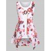 Débardeur Asymétrique Superposé Fleuri Imprimé de Grande Taille - Rose 3X