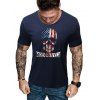 T-shirt Drapeau Américain Crâne à Manches Courtes - Bleu de Minuit 2XL