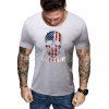 T-shirt Drapeau Américain Crâne à Manches Courtes - Nuage Gris 2XL