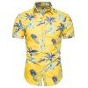 Pineapple Pattern Leisure Short Sleeves Shirt - CORN YELLOW XL