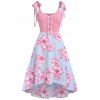 Robe à Epaule Nouée Fleurie Imprimée de Grande Taille - Rose 3X