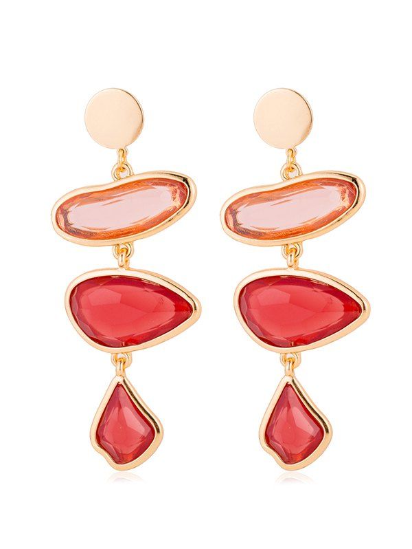 

Irregular Faux Gem Drop Earrings, Red