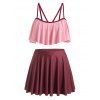 Ensemble de Tankini à Bretelle Contrasé de Grande Taille à Volants - multicolor A 1X