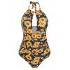 Maillot de Bain Tournesol Découpé à Col Halter - Jaune 2XL
