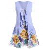 Débardeur à Volants de Grande Taille avec Camisole Fleurie Imprimée - Pourpre Mimosa 2X