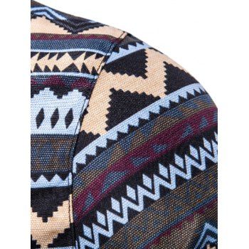 

Ethnic Zigzag Print Button Up Shirt, Coffee