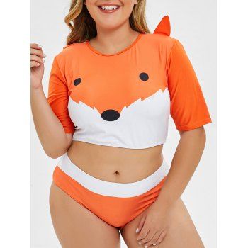 

Plus Size 3D Print Two Piece Swimsuit, Multicolor