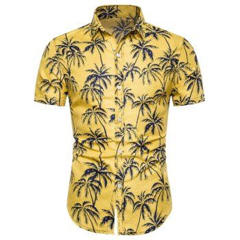 

Coconut Tree Print Button Up Shirt, Yellow