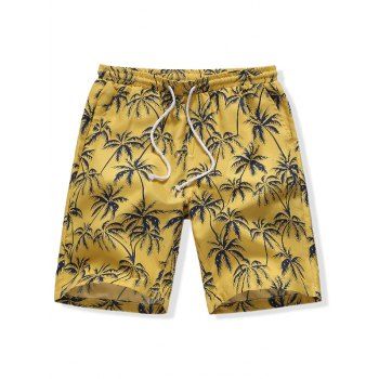 

Hawaii Coconut Tree Print Board Shorts, Yellow