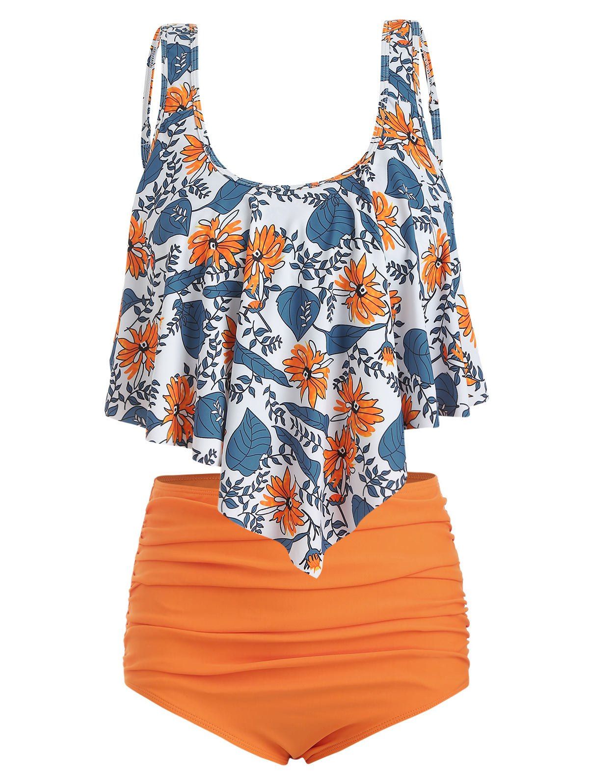 

Floral Print Plus Size High Waist Tankini Set, Multi-a