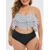Ensemble de Bikini de Grande Taille à Pois à Volants - multicolor A 5X