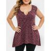 Débardeur Haut Bas Croisé Boutonné de Grande Taille - Rouge Vineux L