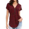 T-shirt Teinté à Demi-Zip - Rouge Vineux 2XL